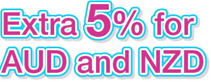 AUD and NZD Extra 5%