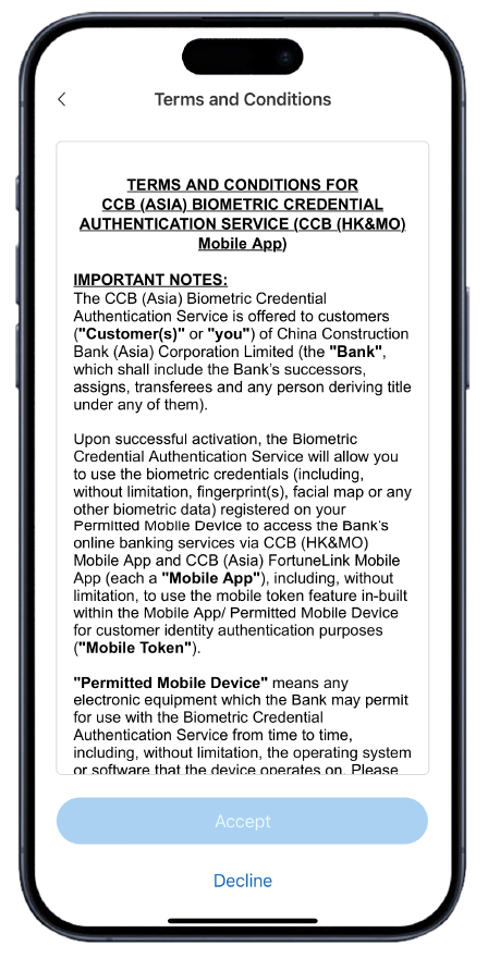 activate Biometric Credential Authentication