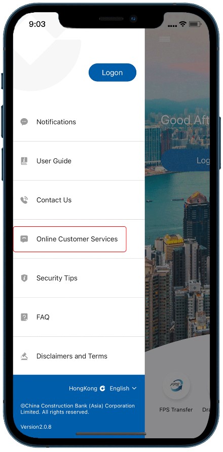 Online Customer Services - CCB (HK&MO) Mobile App