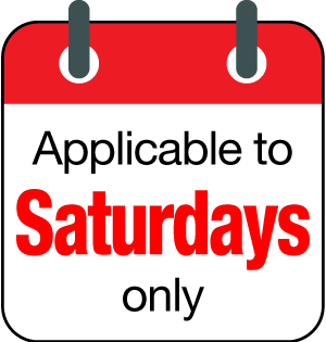 Applicable to Saturdays only
